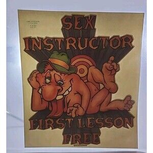 Vintage IRON-ON "SEX Instructor, First Lesson Free" 1970s Mach III INC MCM Funny